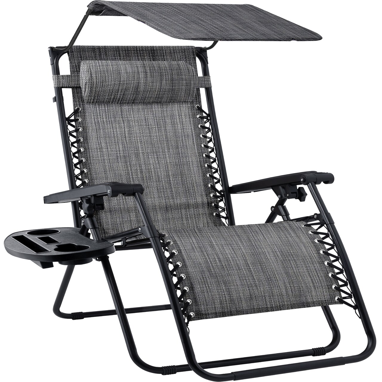 Best Choice Products 30” Extra Wide Folding Zero Gravity Patio Lounge Chair w/Adjustable Canopy Shade